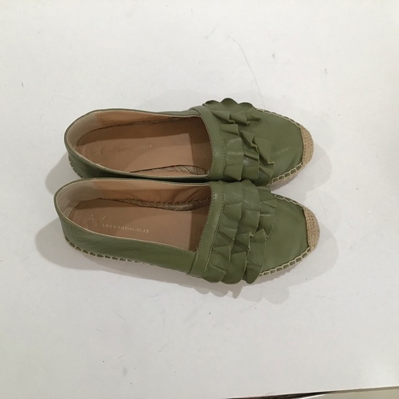Anthropologie green leather spadrilles size 37 - Picture 4 of 5